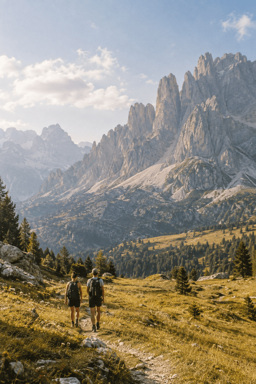 Mountains beyond a quiet overlook